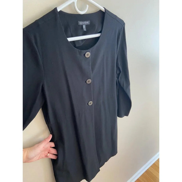 Eileen Fisher  Black Three Button Cardigan Jacket Career Size Small - Picture 6 of 14